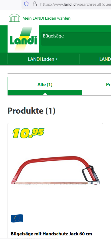 Die Landi führt nur dieses eine Bügelsägen-Modell